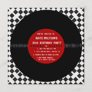 Retro Vinyl Record l Modern Birthday Party nodigt Kaart