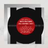 Retro Vinyl Record l Modern Birthday Party nodigt  Kaart (Voorkant / Achterkant)
