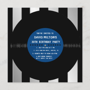 Retro Vinyl Record l Modern Birthday Party nodigt  Kaart