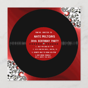 Retro Vinyl Record l Modern Birthday Party nodigt Kaart