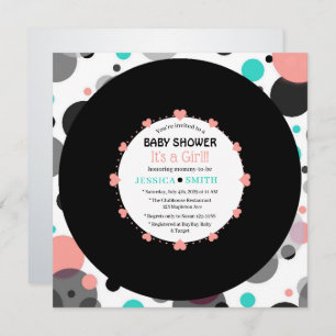 Retro Vinyl Record l Modern Chic Girl Baby shower Kaart