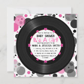 Retro Vinyl Record l Modern Chic Girl Baby shower Kaart (Voorkant)