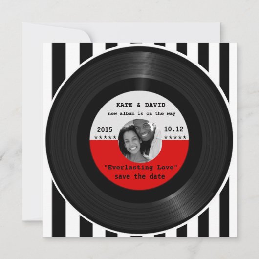 Retro Vinyl Record l Modern Save-the-Date Save The Date (Voorkant)