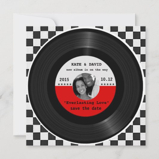 Retro Vinyl Record l Modern Save-the-Date Save The Date (Voorkant)