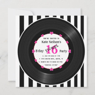 Retro Vinyl Record l Modern Sweet 16 B-dag Kaart