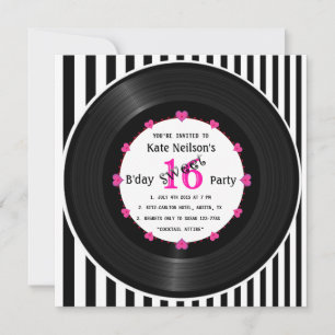 Retro Vinyl Record l Modern Sweet 16 B-dag Kaart