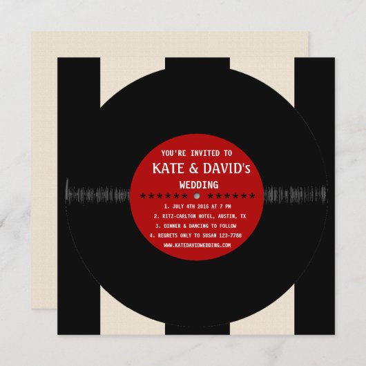 Retro Vinyl Record l Modern Weddenschap Kaart (Voorkant / Achterkant)