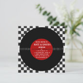 Retro Vinyl Record l Modern Weddenschap Kaart (Staand voorkant)