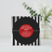 Retro Vinyl Record l Modern Weddenschap Kaart (Staand voorkant)