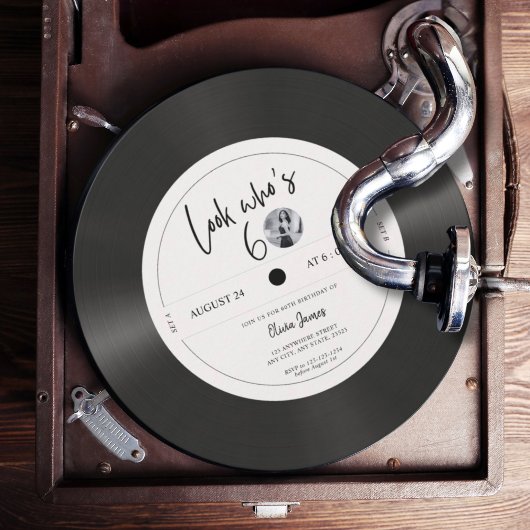 Retro vinyl record look who’s 60, 60th birthday  kaart