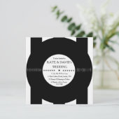 Retro Vinyl Record Modern Chic Wedding Invites Kaart (Staand voorkant)