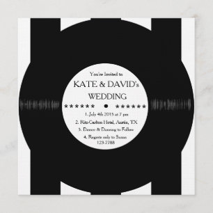Retro Vinyl Record Modern Chic Wedding Invites Kaart