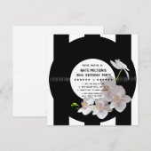 Retro Vinyl Record Modern Orchids Birthday Invites Kaart (Voorkant / Achterkant)