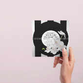 Retro Vinyl Record Modern Orchids Birthday Invites Kaart