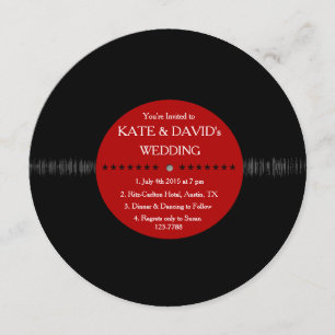 Retro Vinyl Record Modern Wedding Invites Kaart