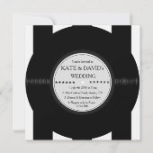 Retro Vinyl Record Moderne Chic Wedding Invites Kaart (Voorkant)