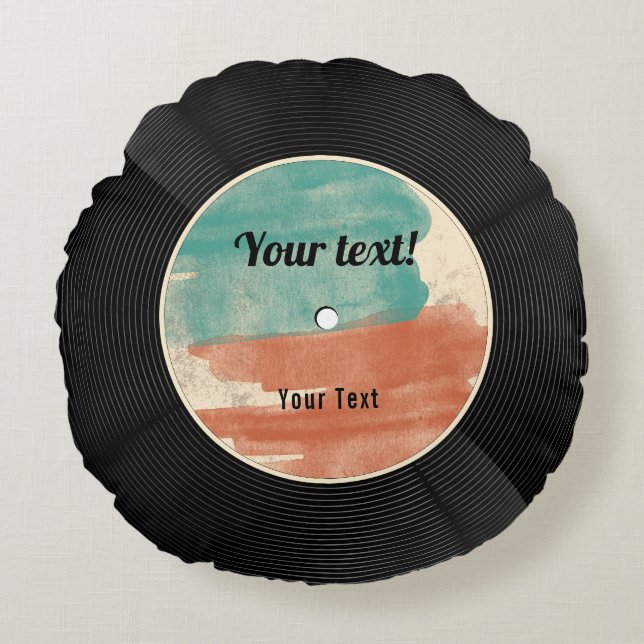 Retro Vinyl Record Music Album Rond Kussen (Voorkant)