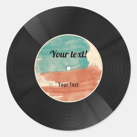 Retro Vinyl Record Music Album Ronde Sticker (Voorkant)