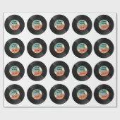 Retro Vinyl Record Music Birthday Party Cadeaupapier (Vlak)