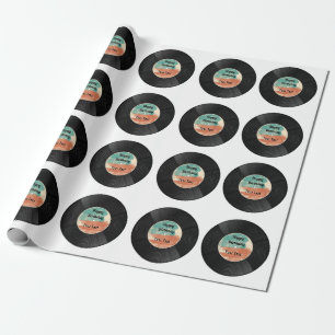 Retro Vinyl Record Music Birthday Party Cadeaupapier