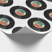 Retro Vinyl Record Music Birthday Party Cadeaupapier (Hoek)