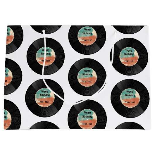 Retro Vinyl Record Music Birthday Party Groot Cadeauzakje (Voorkant)