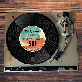 Retro Vinyl Record Music Birthday Party Invitation Kaart