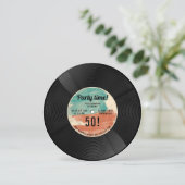 Retro Vinyl Record Music Birthday Party Invitation Kaart (Staand voorkant)
