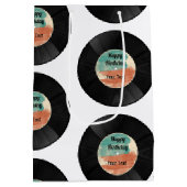 Retro Vinyl Record Music Birthday Party Medium Cadeauzakje (Achterkant)