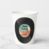 Retro Vinyl Record Music Birthday Party Papieren Bekers (Achterkant)