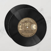 Retro Vinyl Record Music Karaoke Disco Birthday Kaart (Voorkant / Achterkant)