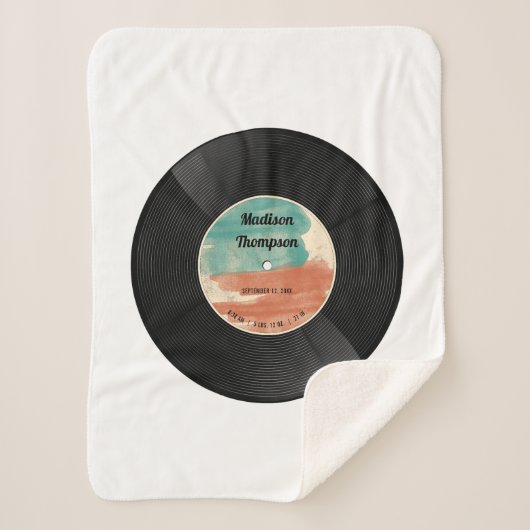Retro Vinyl Record muziek Baby Birth Record statat Sherpa Deken (Voorkant)