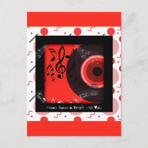 Retro Vinyl Record muziek klinkt beter bij u Briefkaart