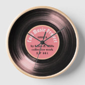 Retro Vinyl Record Muziek Uur Roze (Voorkant)