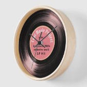 Retro Vinyl Record Muziek Uur Roze (Hoek)