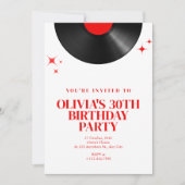 Retro Vinyl Record Muziek Verjaardag Bash in Rood Kaart (Voorkant)