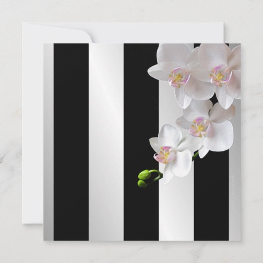 Retro Vinyl Record Orchids Modern Wedding Invites Kaart (Achterkant)