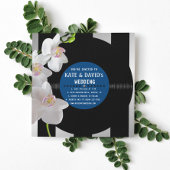 Retro Vinyl Record Orchids Modern Wedding Invites Kaart