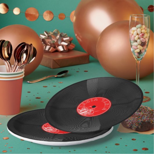 Retro Vinyl Record Papier Borden - Elegant Vibe Papieren Bordje (Multi)