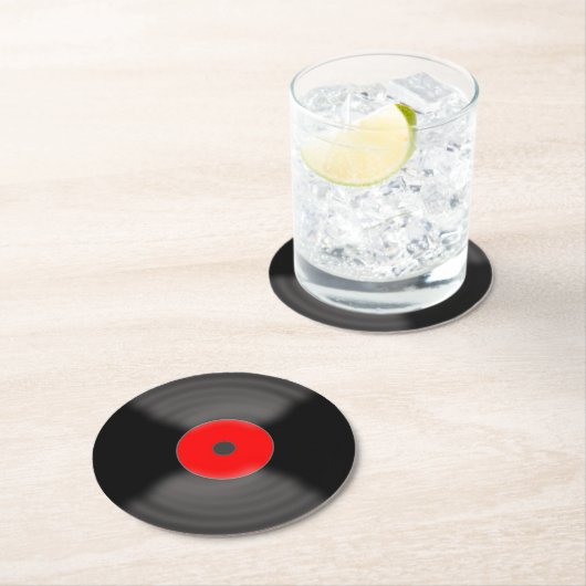 Retro Vinyl Record Papier Onderzetters (Insitu)
