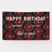 Retro Vinyl Record Patroon Gelukkig Verjaardagsfee Spandoek (Horizontaal)