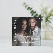 Retro Vinyl Record Photo Cover Wedding Kaart (Staand voorkant)