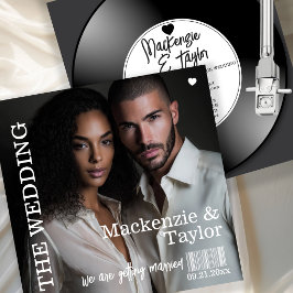 Retro Vinyl Record Photo Cover Wedding Kaart