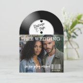 Retro Vinyl Record Photo Cover Wedding Kaart (Staand voorkant)