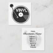 Retro Vinyl Record Platenspeler Vierkante Visitekaartje (Voorkant / Achterkant)