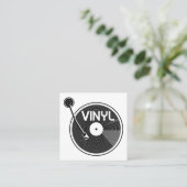 Retro Vinyl Record Platenspeler Vierkante Visitekaartje (Staand voorkant)
