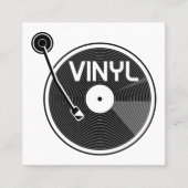 Retro Vinyl Record Platenspeler Vierkante Visitekaartje (Voorkant)