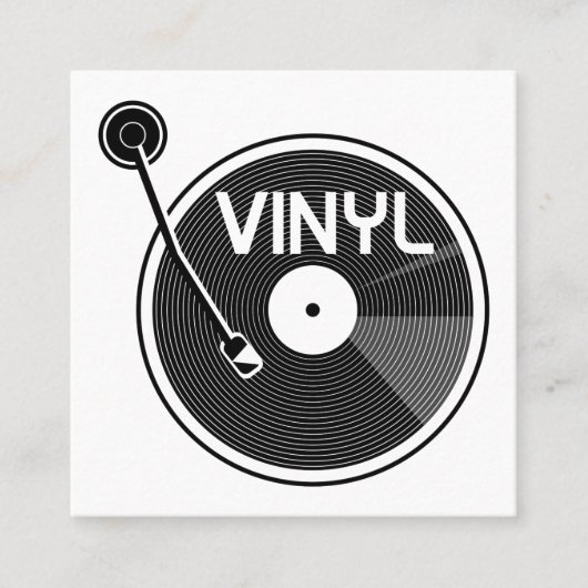 Retro Vinyl Record Platenspeler Vierkante Visitekaartje (Voorkant)