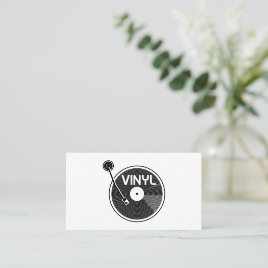 Retro Vinyl Record Platenspeler Visitekaartje (Staand voorkant)