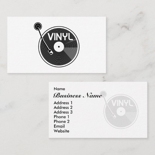 Retro Vinyl Record Platenspeler Visitekaartje (Voorkant / Achterkant)